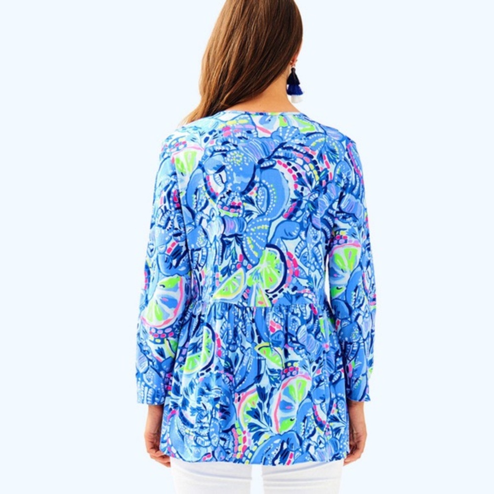 LILLY PULITZER Lyndsea Tunic Blue Peri Pinch Pinch XXS Style# 29175 - Picture 4 of 11